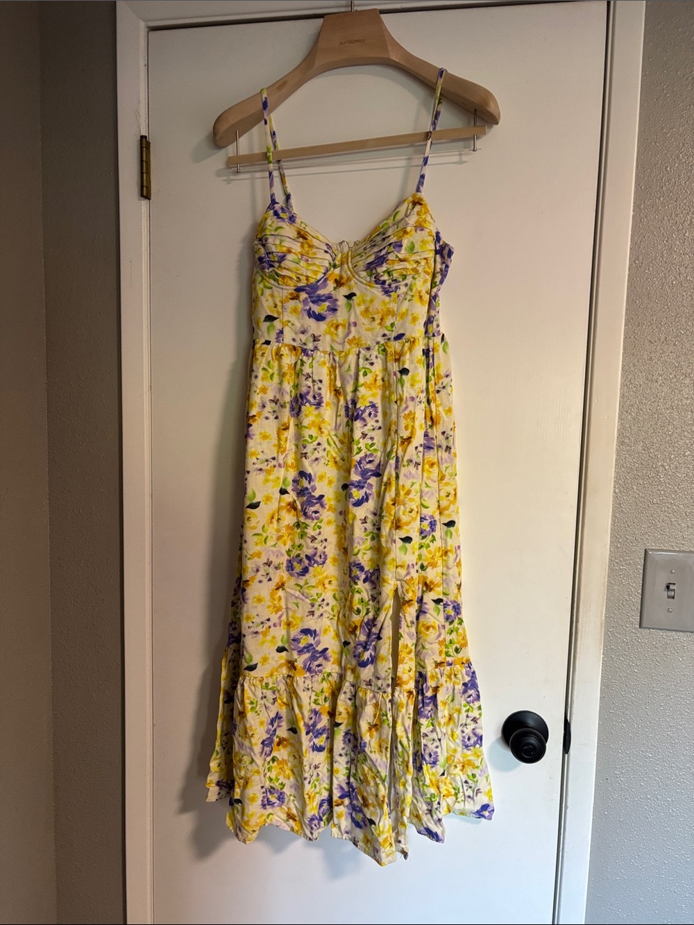 Astr Yellow and Purple Floral Maxi Sundress